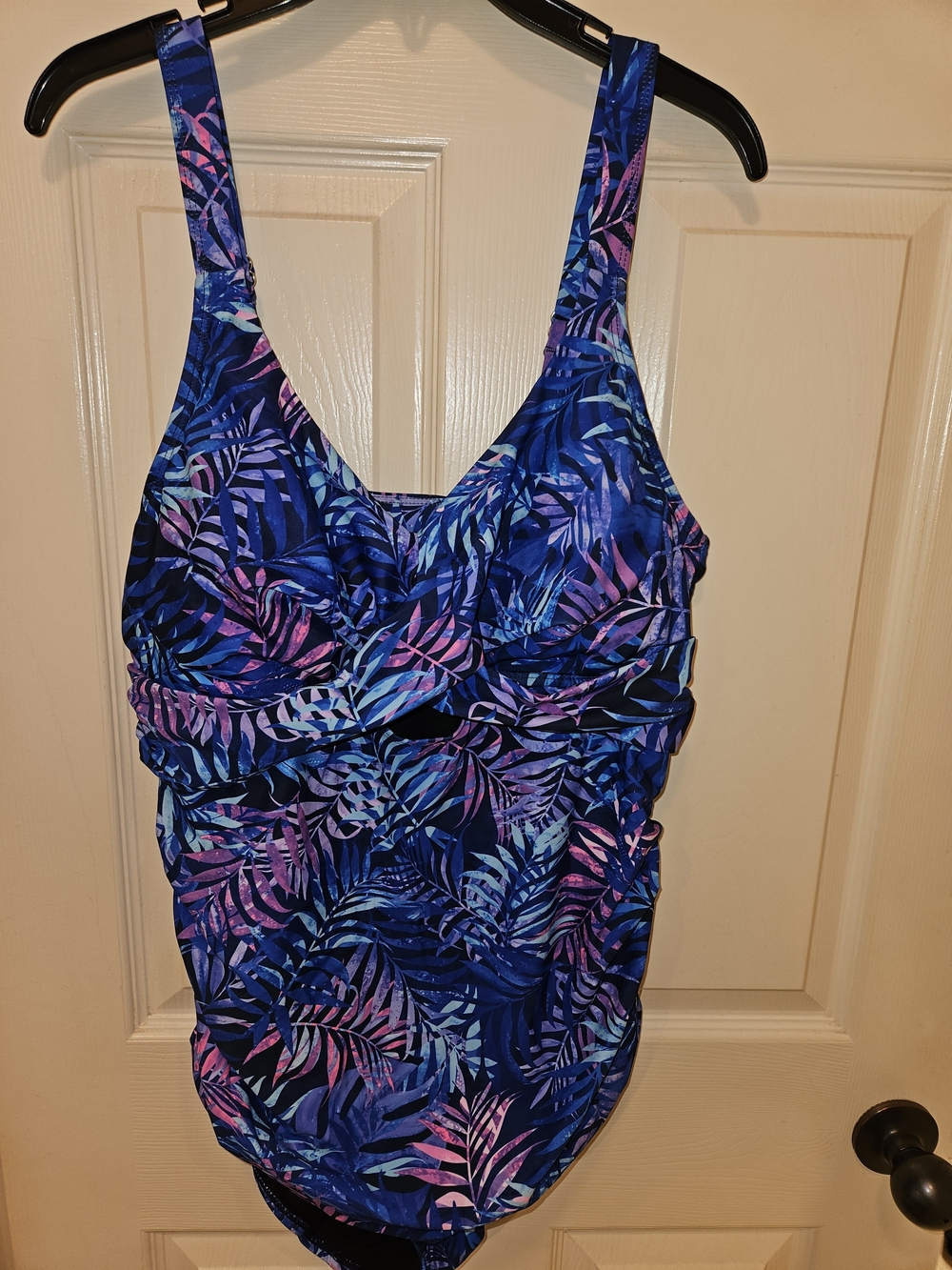 Blue Tropical Print One-Piece Swimsuit